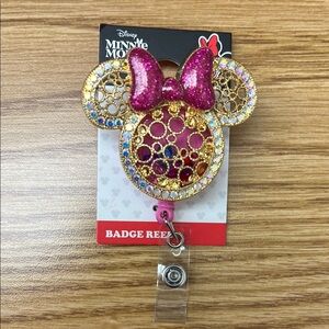 Disney Minnie Mouse Badge Reel with Pink Bow